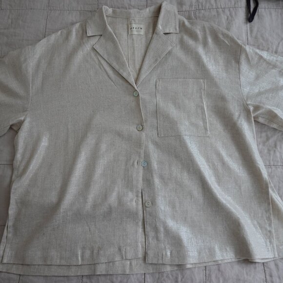 OffOn Oversized Shirt with Revere Collar (Metallic Linen) - Picture 3 of 8
